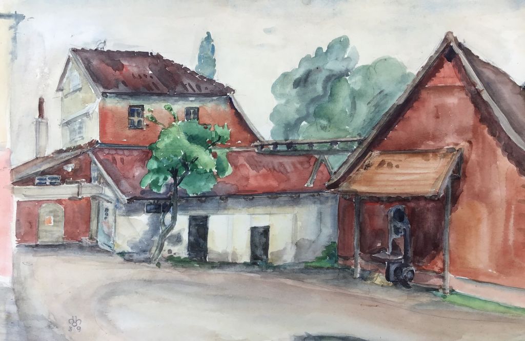 Aquarell der Mühle